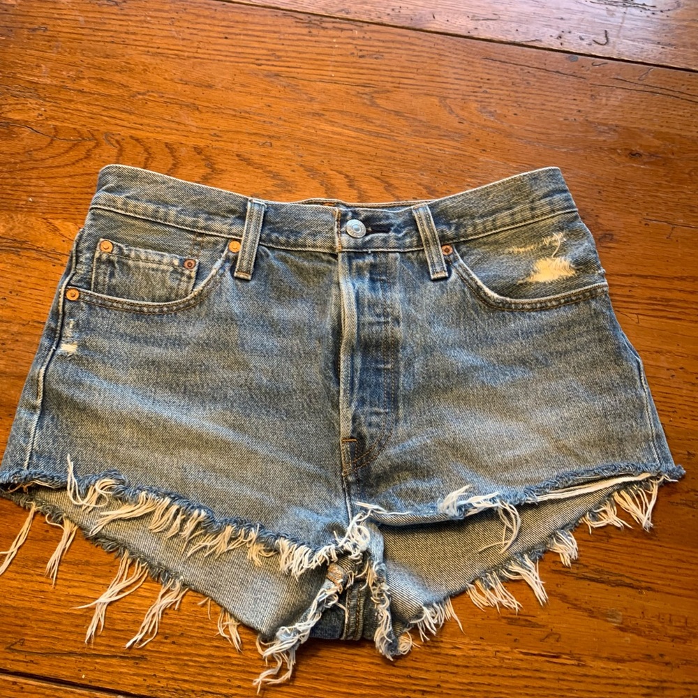 Levi denim distressed shorts